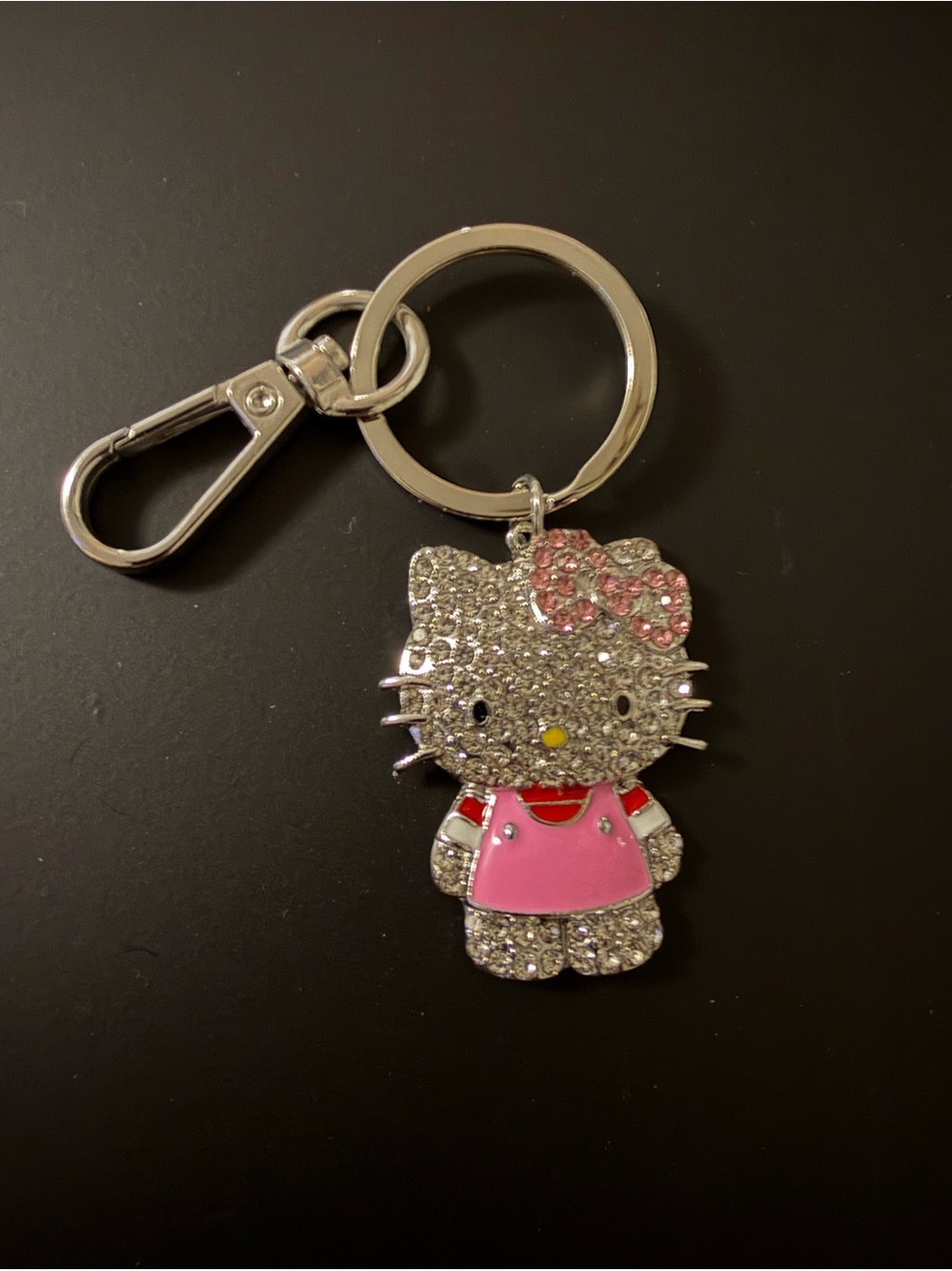 Hello Kitty Silver & Pink Crystal Enamel Key Charm